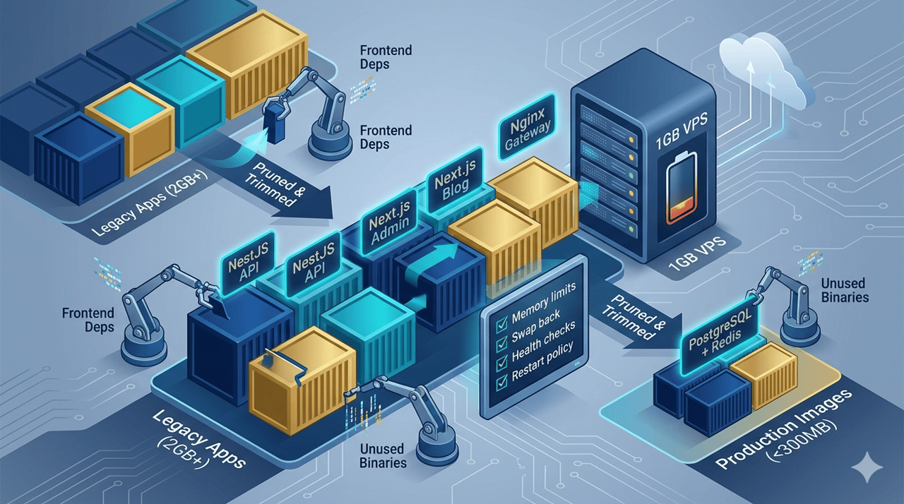 1GB VPS 上的 Docker Compose 容器化实践——NestJS + Next.js Monorepo