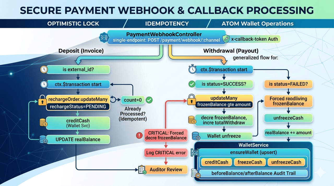 支付 Webhook & 回调处理深度解析 — 乐观锁、幂等性、原子化钱包操作