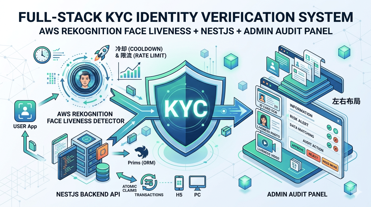 全栈 KYC 身份验证系统：AWS Rekognition Face Liveness + NestJS 后端 + Admin 审核