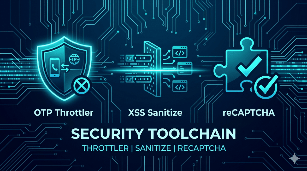 安全工具链：OTP 限流器、XSS 清洗与 reCAPTCHA 验证