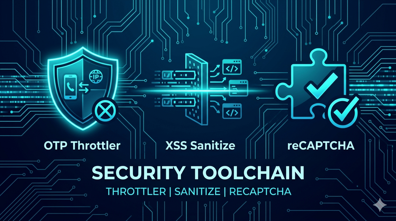 安全工具链：OTP 限流器、XSS 清洗与 reCAPTCHA 验证